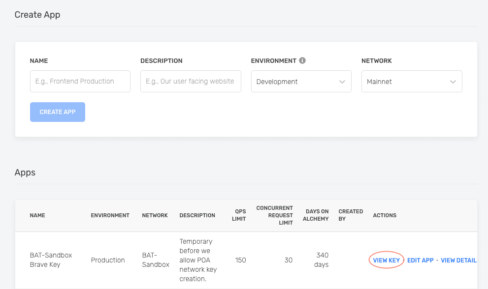 Create app with Alchemy screenshot